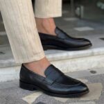 Penny Loafer en Cuir Véritable Noir – Image 3