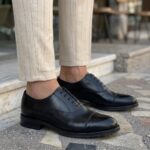 Oxford Cap Toe en Cuir Véritable Noir – Image 2